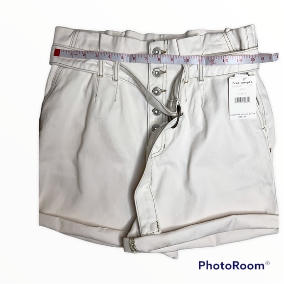 Free People Cindy hi-waist paper bag denim shorts size 6 NWT - Picture 4 of 12